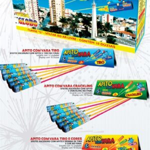 APITO COM VARA TIRO CÓD.1,TIRO/CORES CÓD.2 CRACKLING CÓD.3-FOGOS GLOBO
