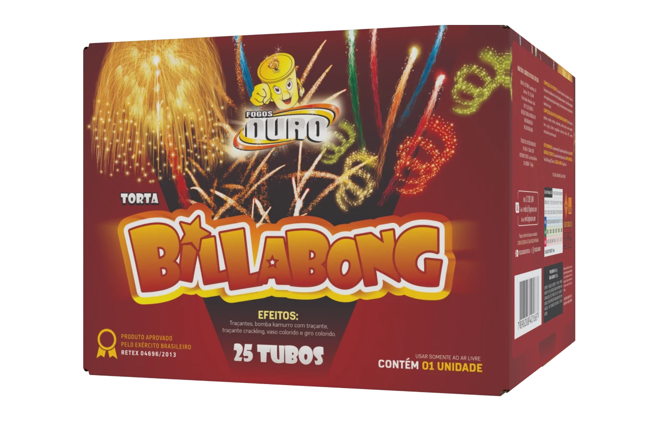 TORTA25 TUBOS BILLABONG 20MM - FOGOS OURO CÓD.142