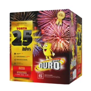 TORTA 25 TUBOS 8 EFEITOS -FOGOS OURO CÓD.2225