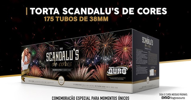 TORTA 175 TUBOS SCANDALU'S DE CORES - FOGOS OURO CÓD.2227
